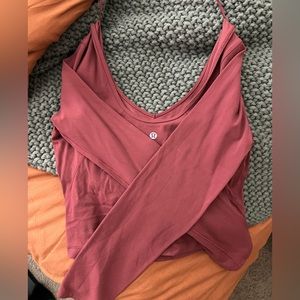 Pink lululemon cropped long sleeve top